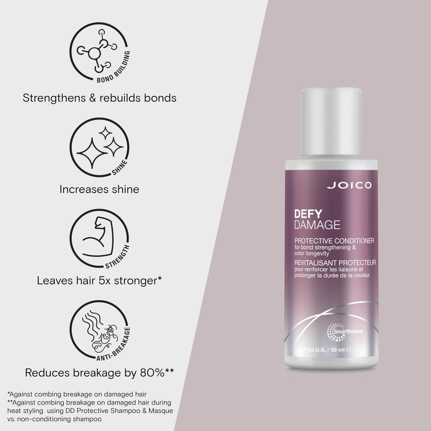 Joico travel size protective conditioner bottle showcasing moringa seed oil benefits