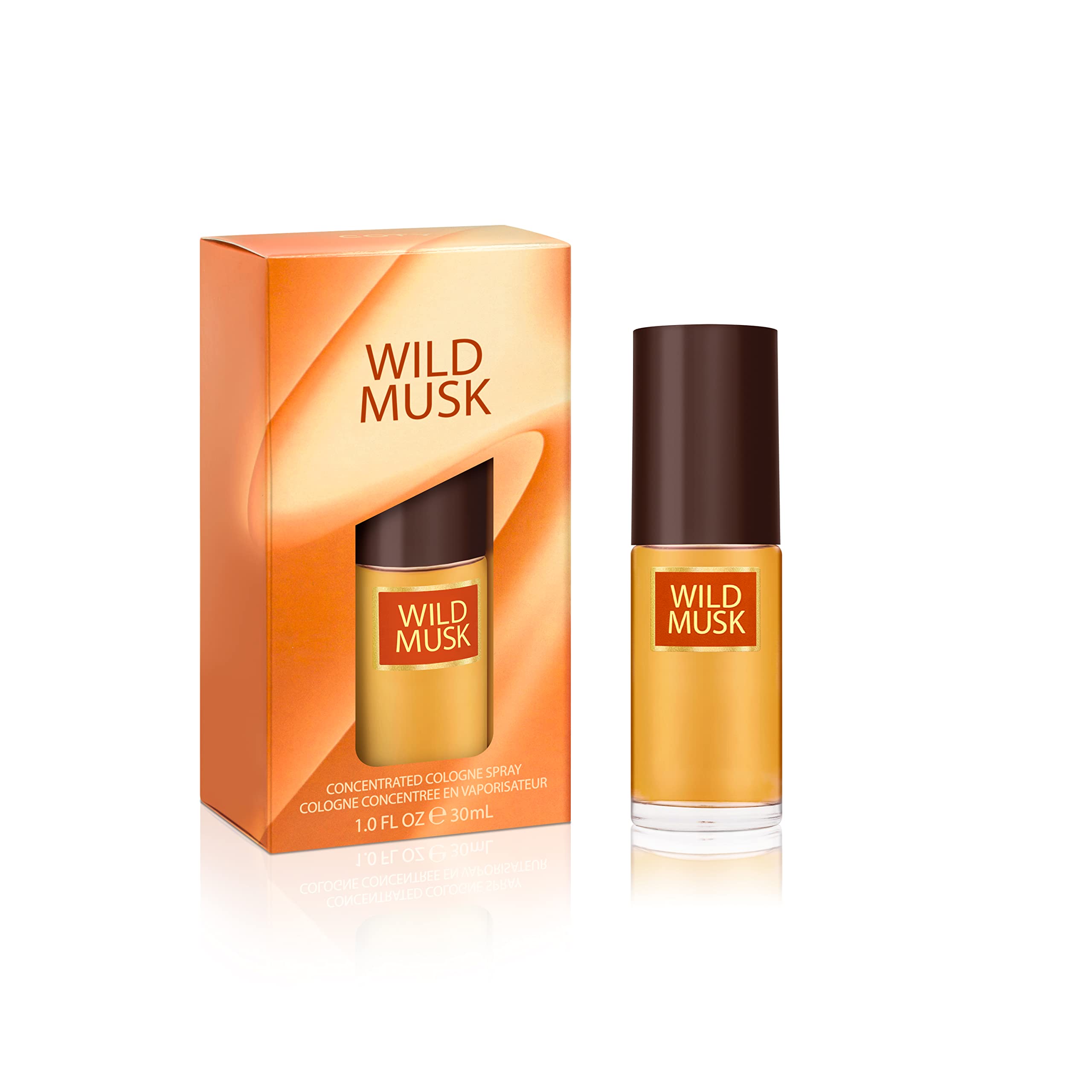 Imported Coty Wild Musk oriental perfume bottle showcasing the classic concentrated liquid color.