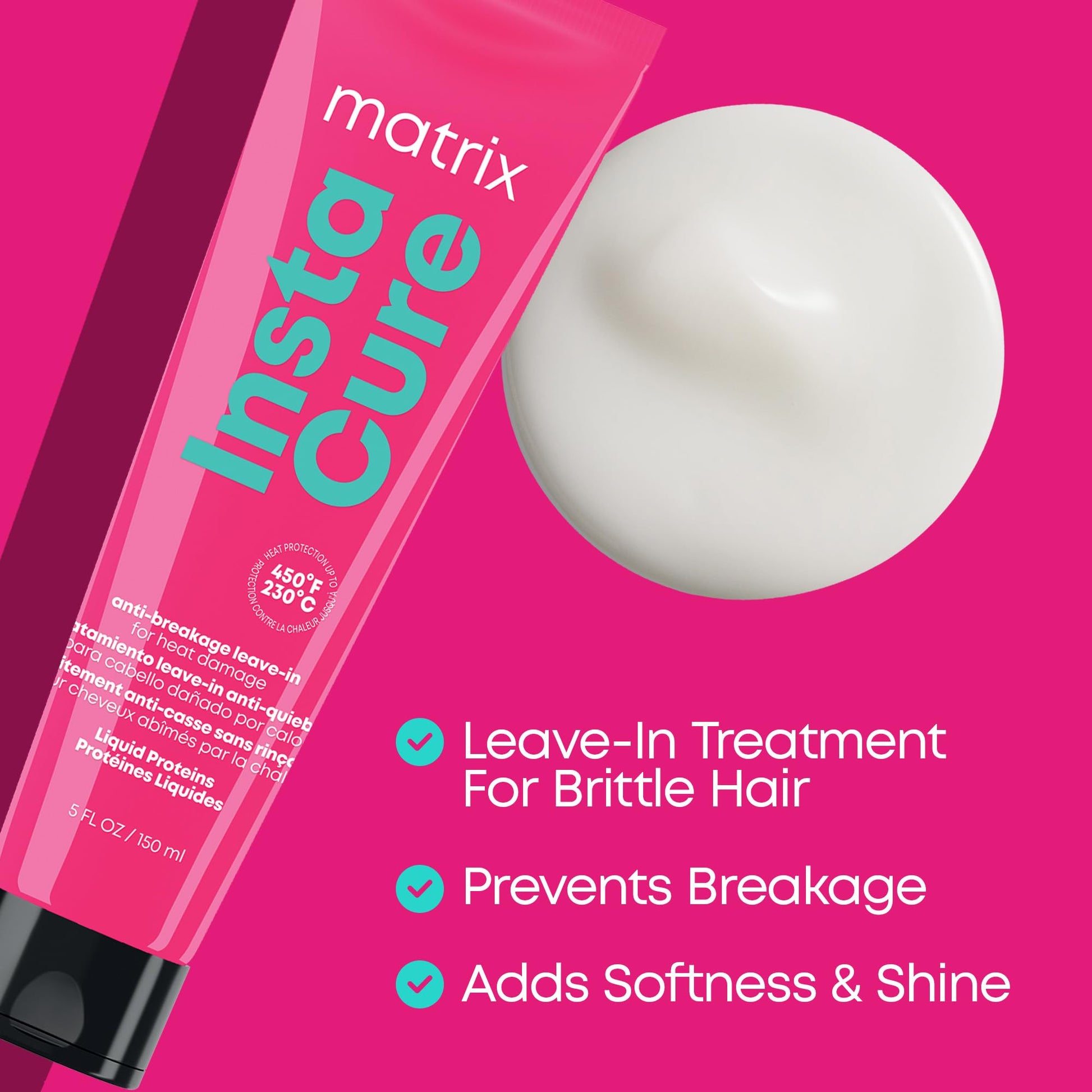 Back label of Matrix Instacure professional hair care bottle with usage directions and ingredients