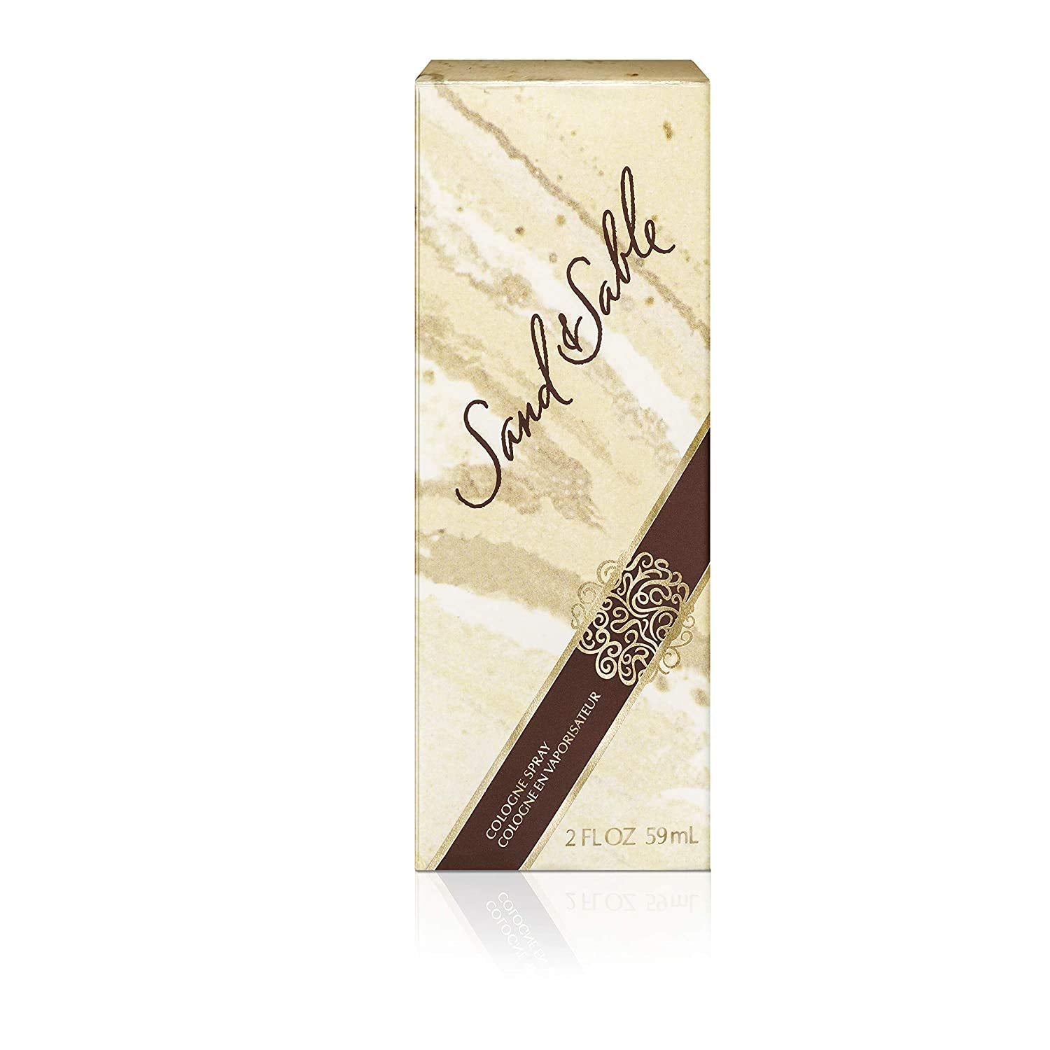 Sand And Sable perfume bottle showcasing the vegan formula clear packaging details