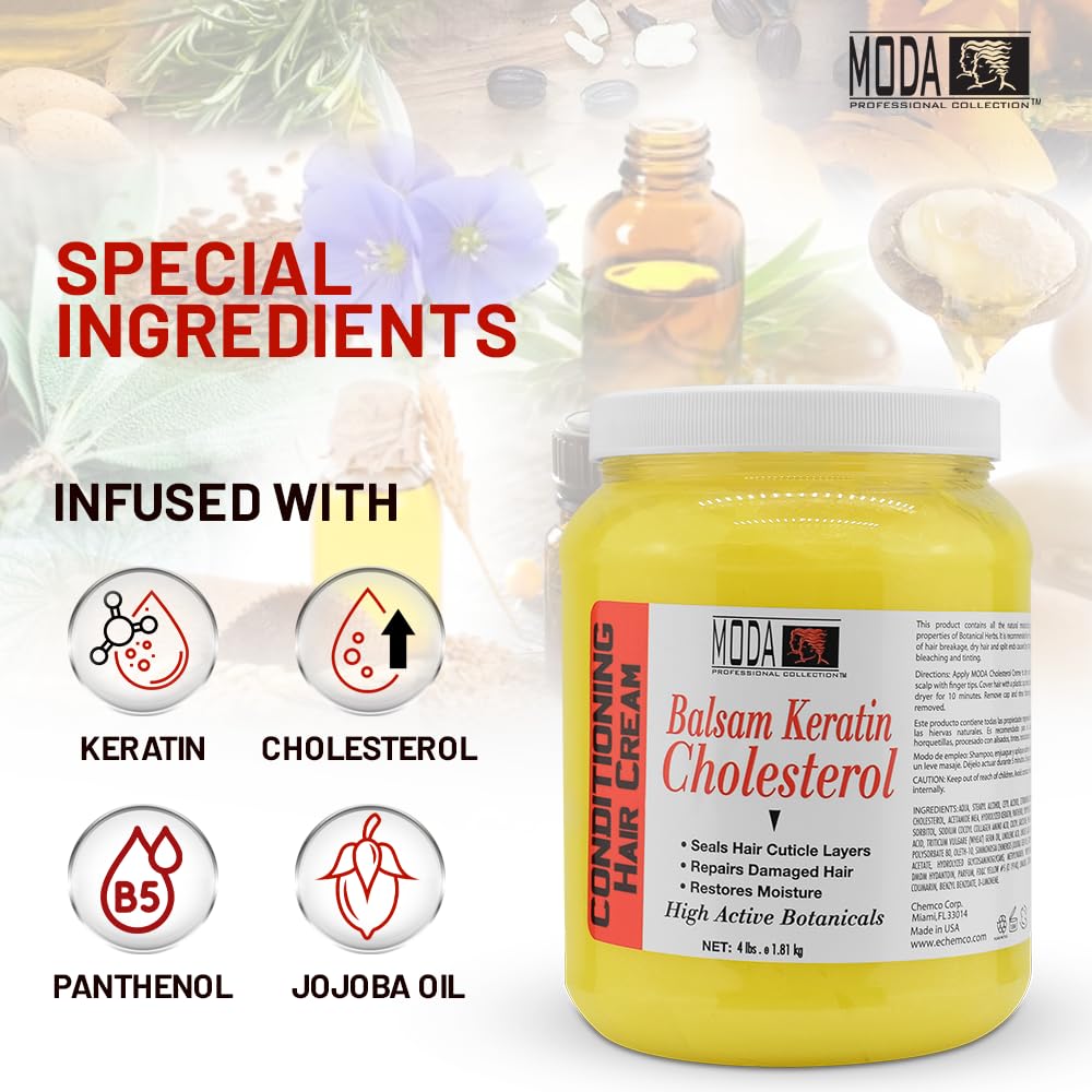 Moda 64 fluid ounce deep conditioning cream jar label details