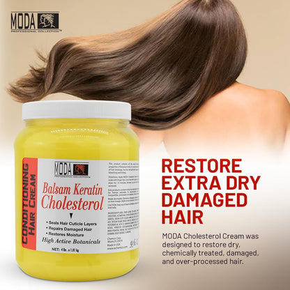 Moda Professional Collection hair repair treatment tub displaying clean formula callouts including sulfate free labels