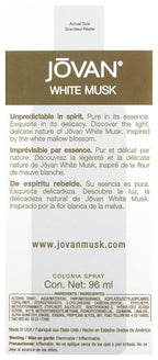 Jovan White Musk classic ladies perfume spray bottle detailing and label