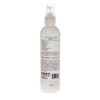 La Brasiliana Keratin and Collagen leave in spray showing fluid ounce size details