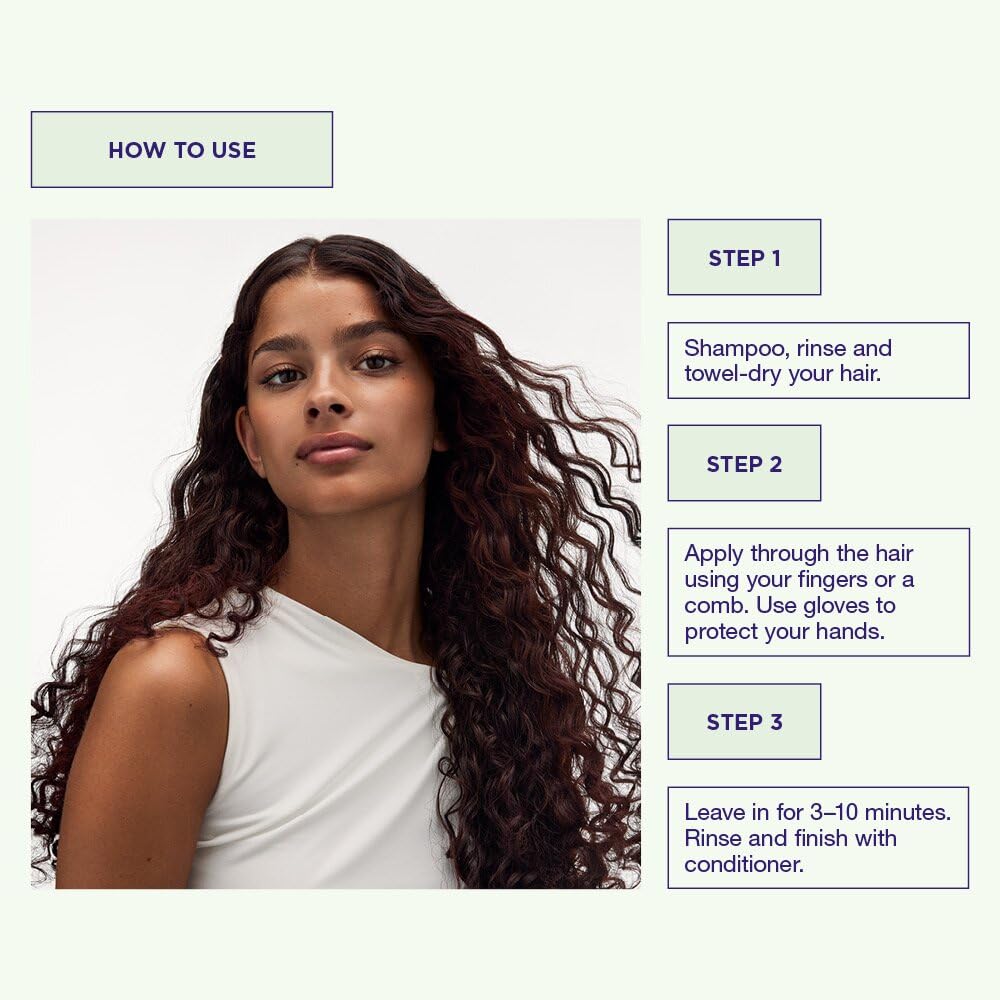 Back label of Maria Nila Autumn Red color bomb displaying detailed application steps and ingredient lists