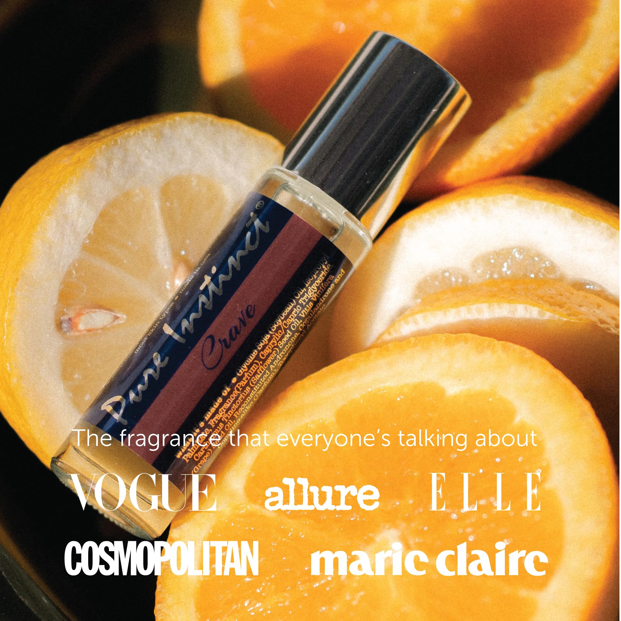Pure Instinct Crave women pheromone perfume featuring clean alcohol free ingredients