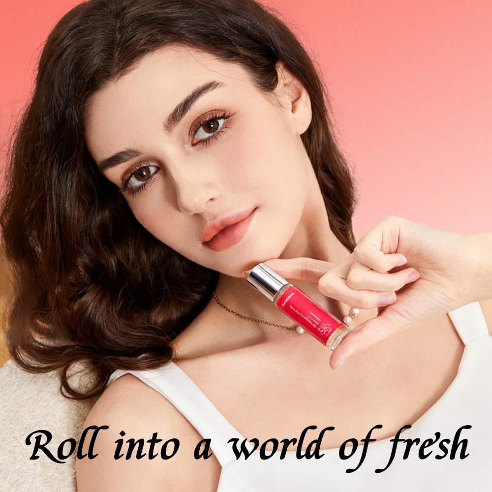 VivaFemme long lasting roll on fragrance oil for women being applied to the wrist