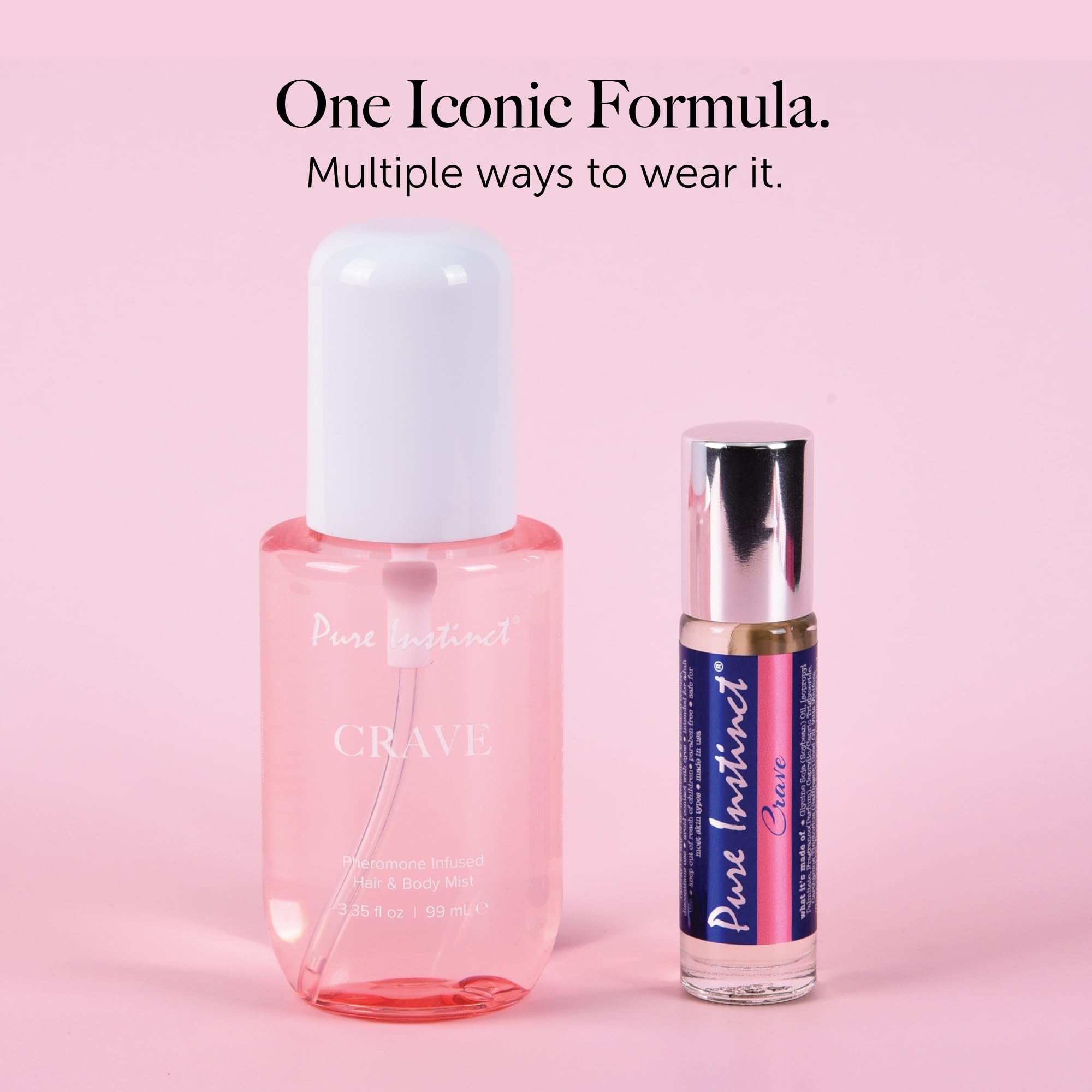 Pure Instinct Crave roll on essential oil perfume showing the secure leak proof cap