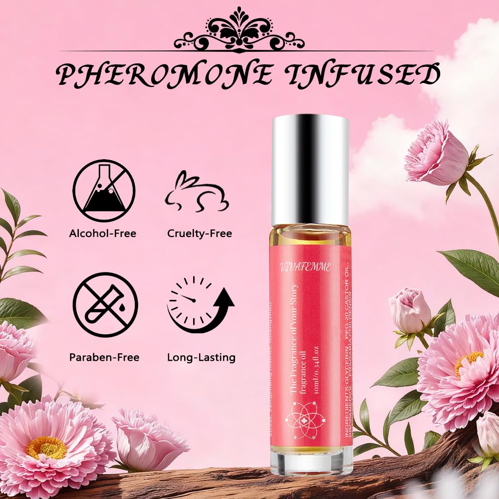 Authentic USA imported VivaFemme roll on pheromone perfume oil product display