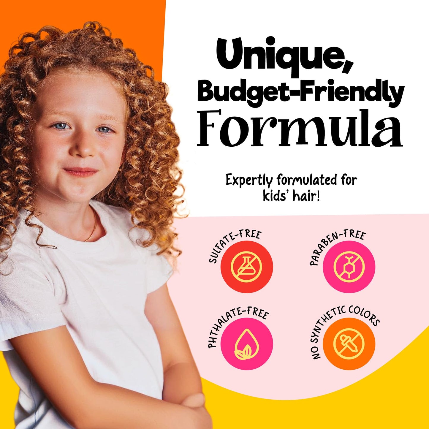 CurlyKids Hair Detangler Conditioner back label displaying ingredients and directions for kids hair care