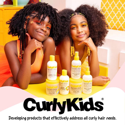 CurlyKids Hair Detangler Conditioner for Kids Kinky Wavy And Curly Hair top angle view of the tub