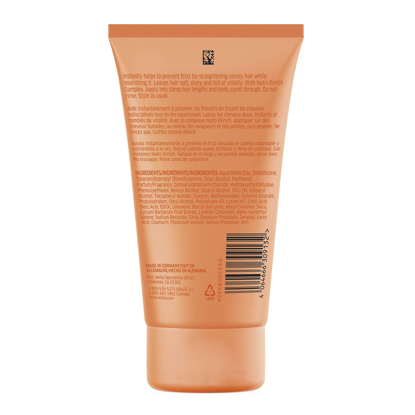 Wella Invigo leave in anti frizz styling cream bottle with goji berry ingredients