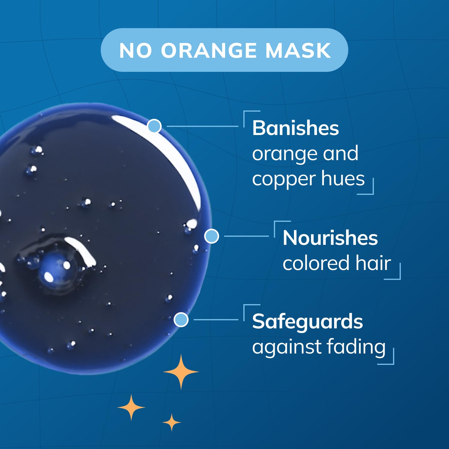 Creamy rich blue texture of Fanola Wonder color depositing hair mask on a neutral background