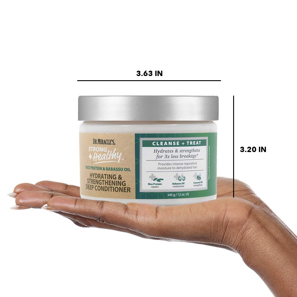 Side view of the 12 fluid ounce Dr Miracle's hydrating masque highlighting the clean formula claims.