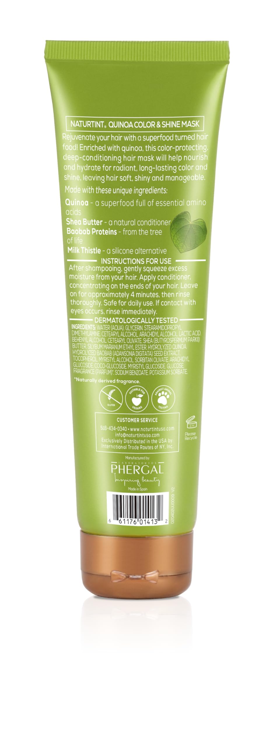 Naturtint deep conditioning mask tube showing naturally derived superfood ingredients