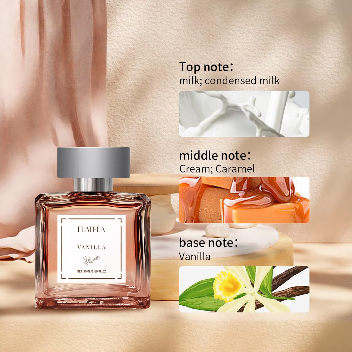 Samcamel Flatpea Vanilla Fragrance Oil bottle showing the convenient travel-friendly size for on-the-go aroma application.
