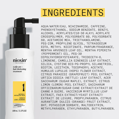 Nioxin Pro Clinical System 1 anti hair fall leave on scalp treatment product layout