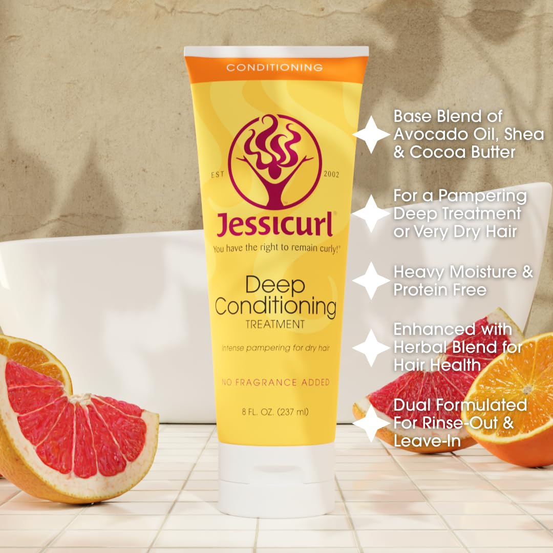 Authentic Jessicurl intensive hair mask packaging for dry and damaged curly hair textures.