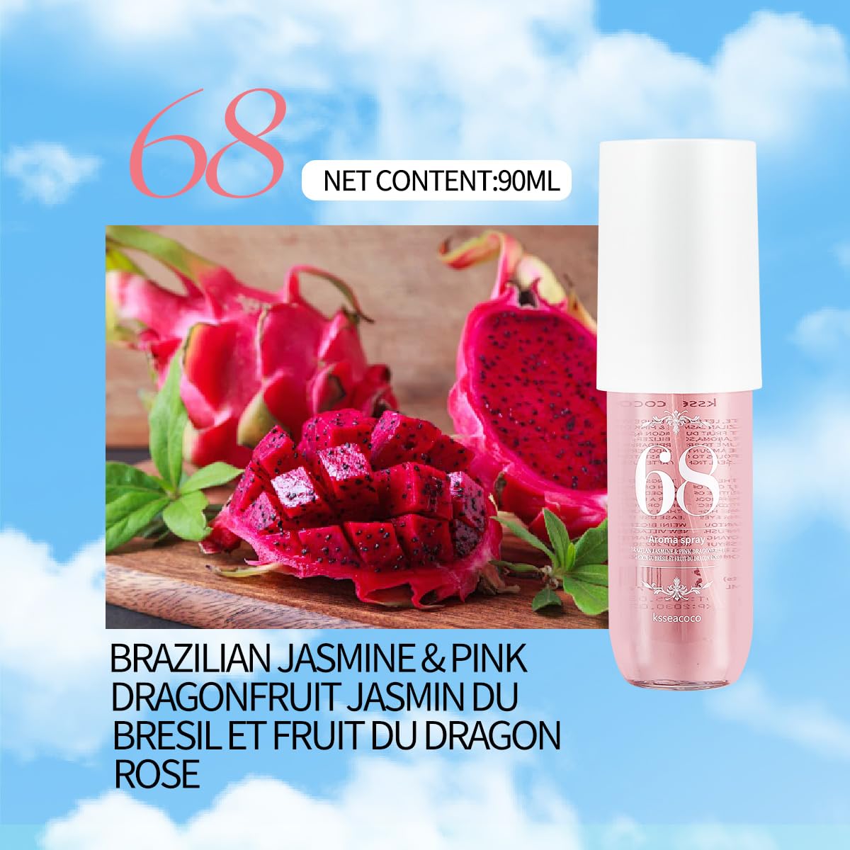 Authentic USA imported Ksseacoco jasmine and pink dragon fruit perfume spray