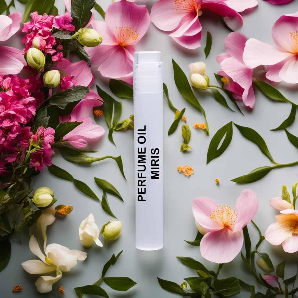 MIRIS Number 24558 chypre floral perfume oil highlighting the portable packaging.