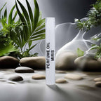 Side view of the travel friendly MIRIS rollerball perfume oil for women.