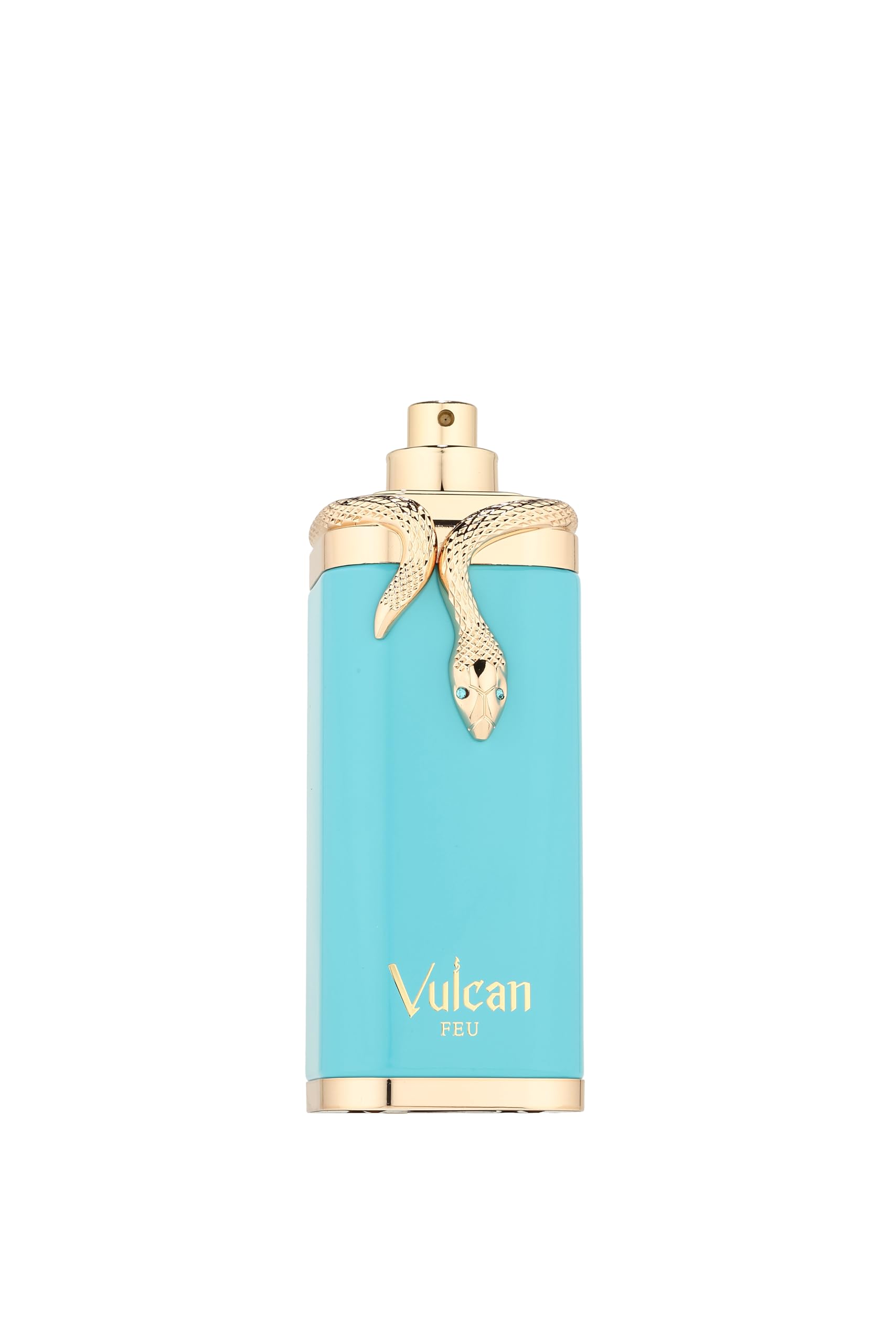 Fragrance World Vulcan Feu Eau De Parfum unboxed showing the full luxury imported product setup on a clean surface
