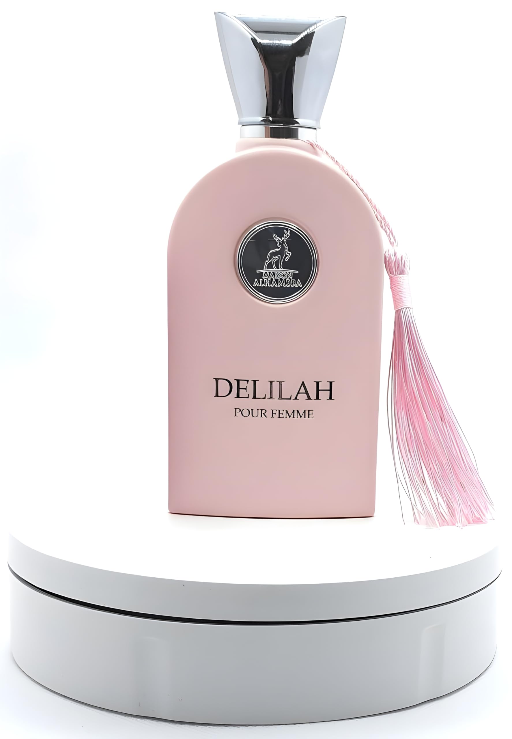 Lattafa Maison Alhambra Delilah 100 ml spray bottle displayed against a clean retail background.