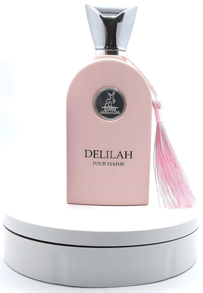 Lattafa Maison Alhambra Delilah 100 ml spray bottle displayed against a clean retail background.