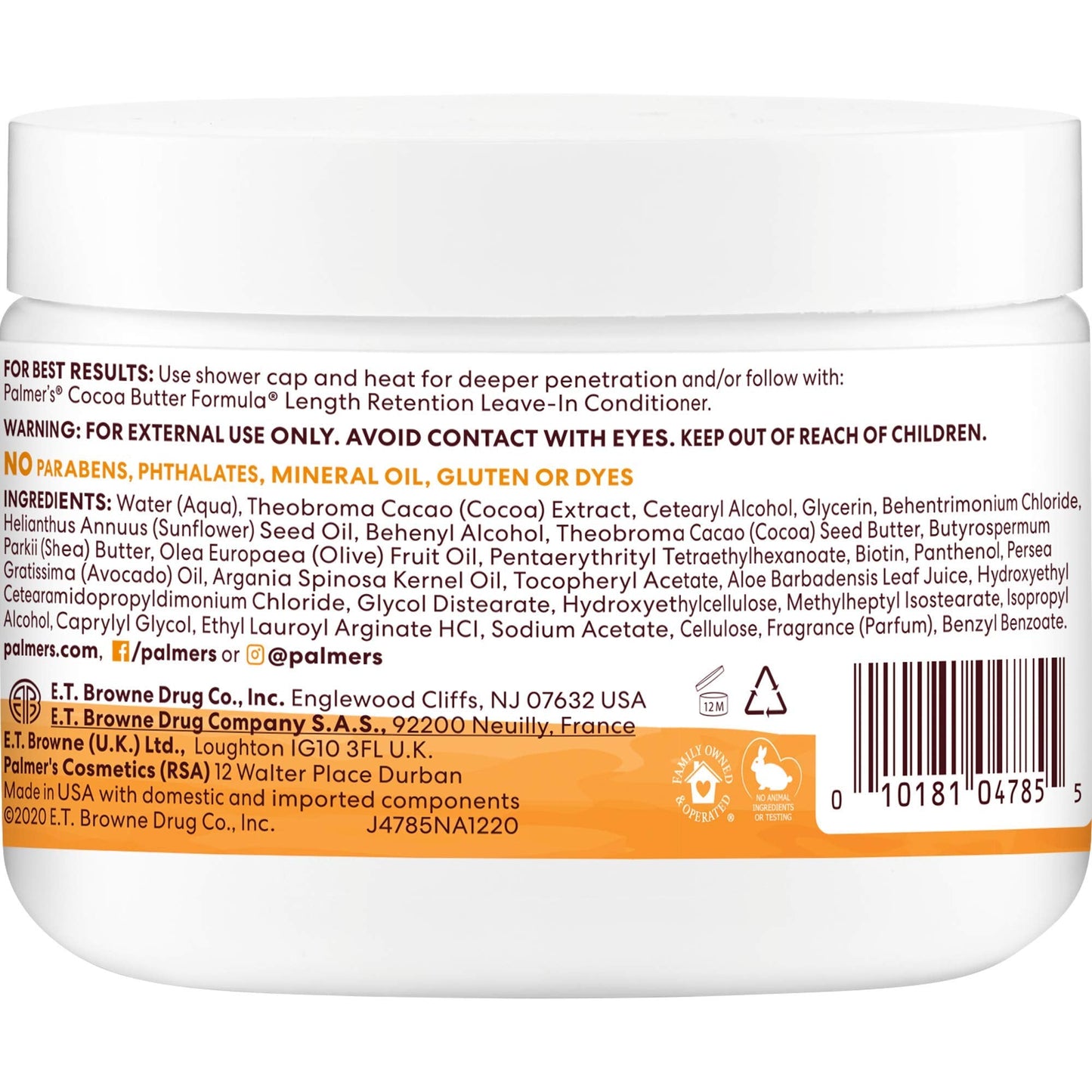 Palmer's Length Retention deep hair mask jar showing biotin and vitamin E ingredients.