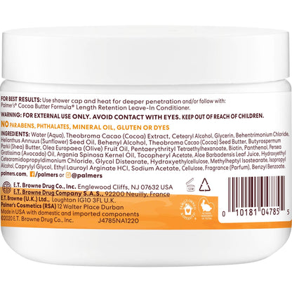 Palmer's Length Retention deep hair mask jar showing biotin and vitamin E ingredients.