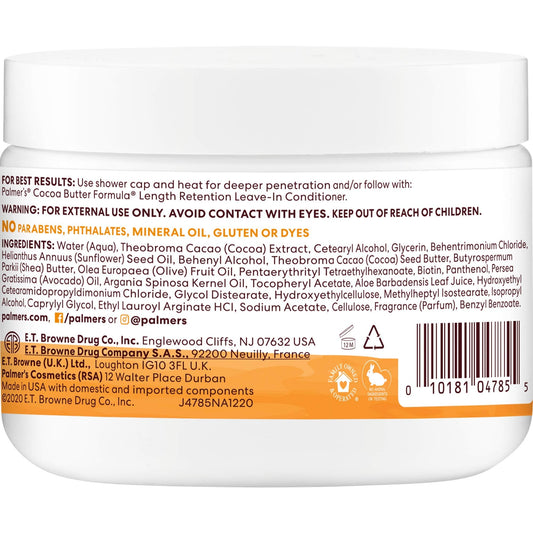 Palmer's Length Retention deep hair mask jar showing biotin and vitamin E ingredients.