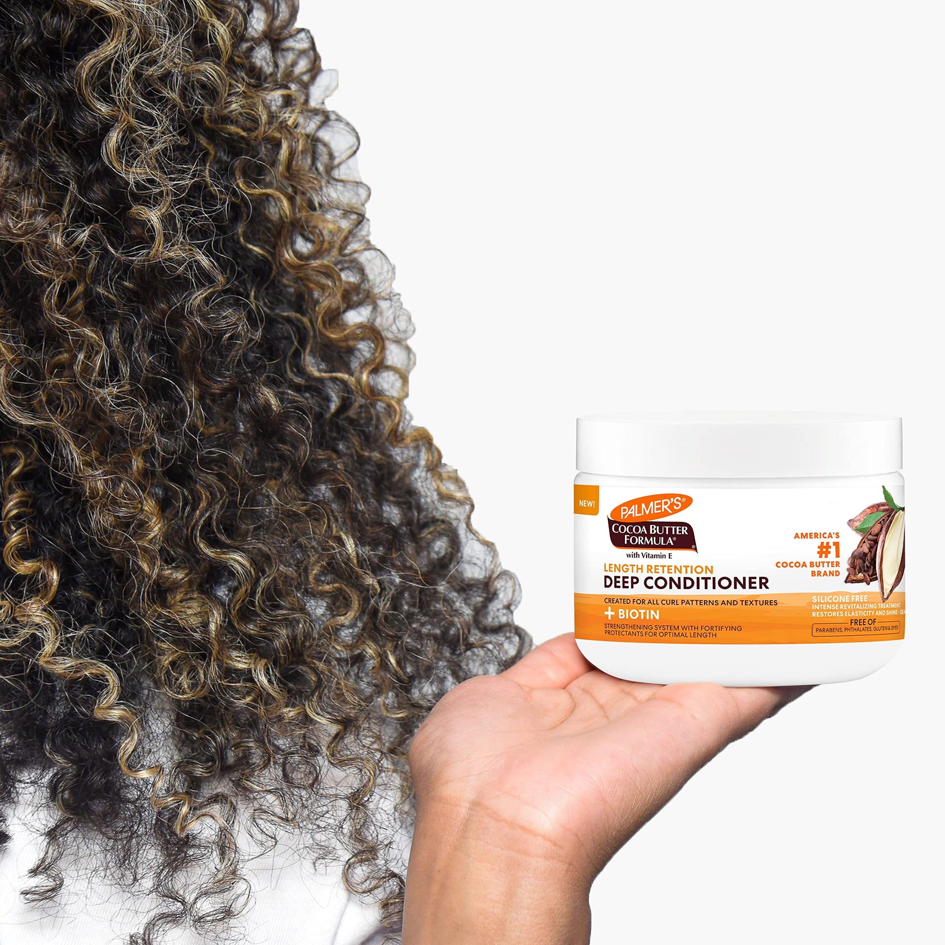 Authentic USA imported Palmer's curly hair mask texture close up.