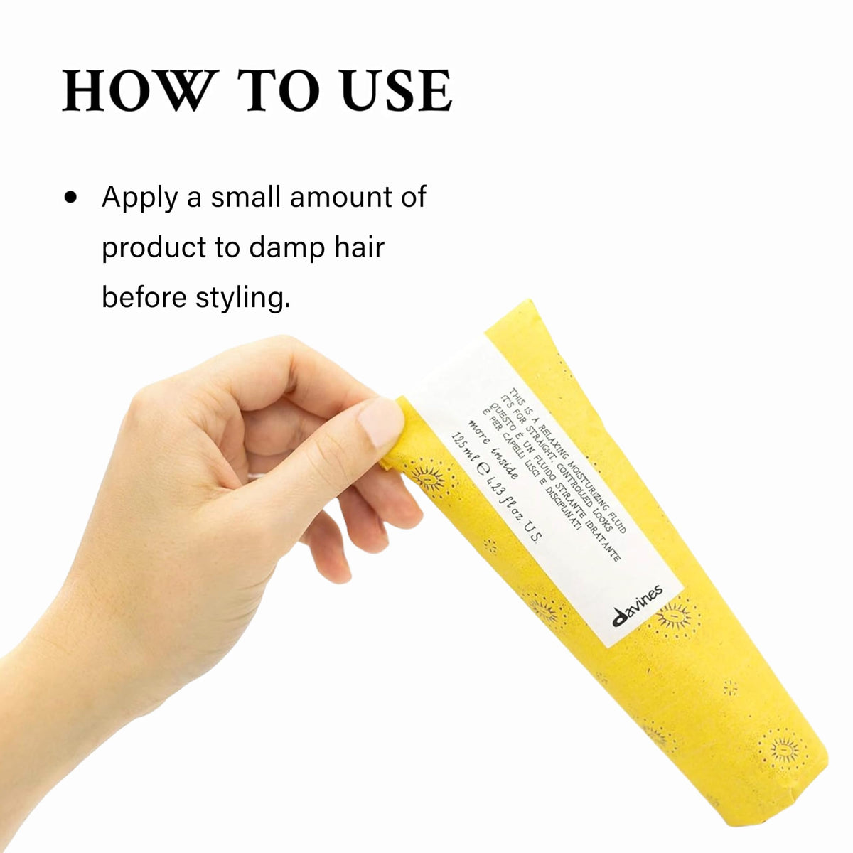 Davines smoothing hair product back label information