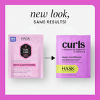 Hask Curl Care Deep Conditioner sachet back view displaying usage instructions and details.