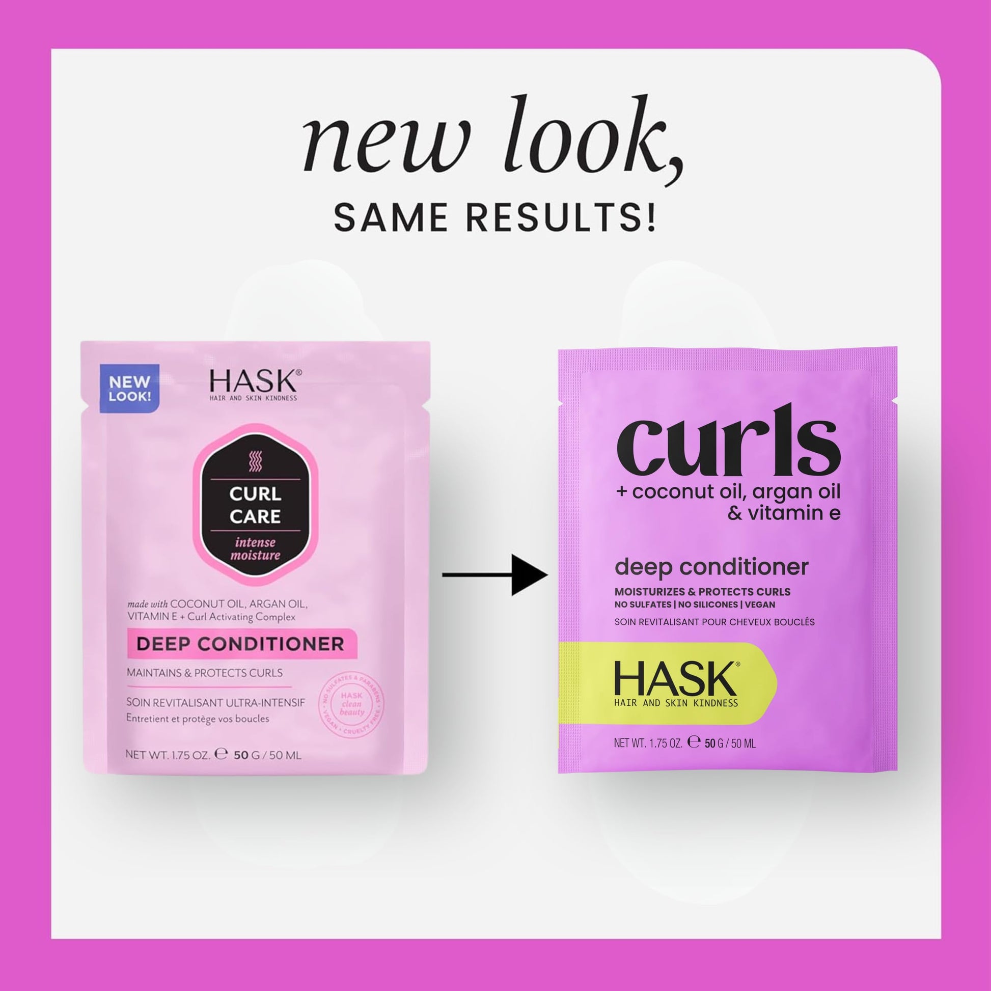HASK curly hair mask with coconut oil and argan oil pink packaging