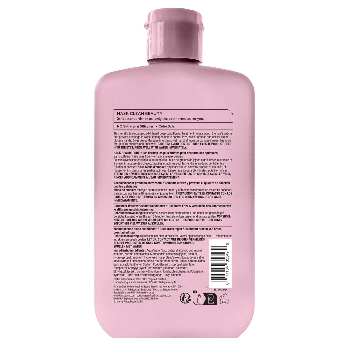 Sulfate free and paraben free HASK keratin hair care package layout