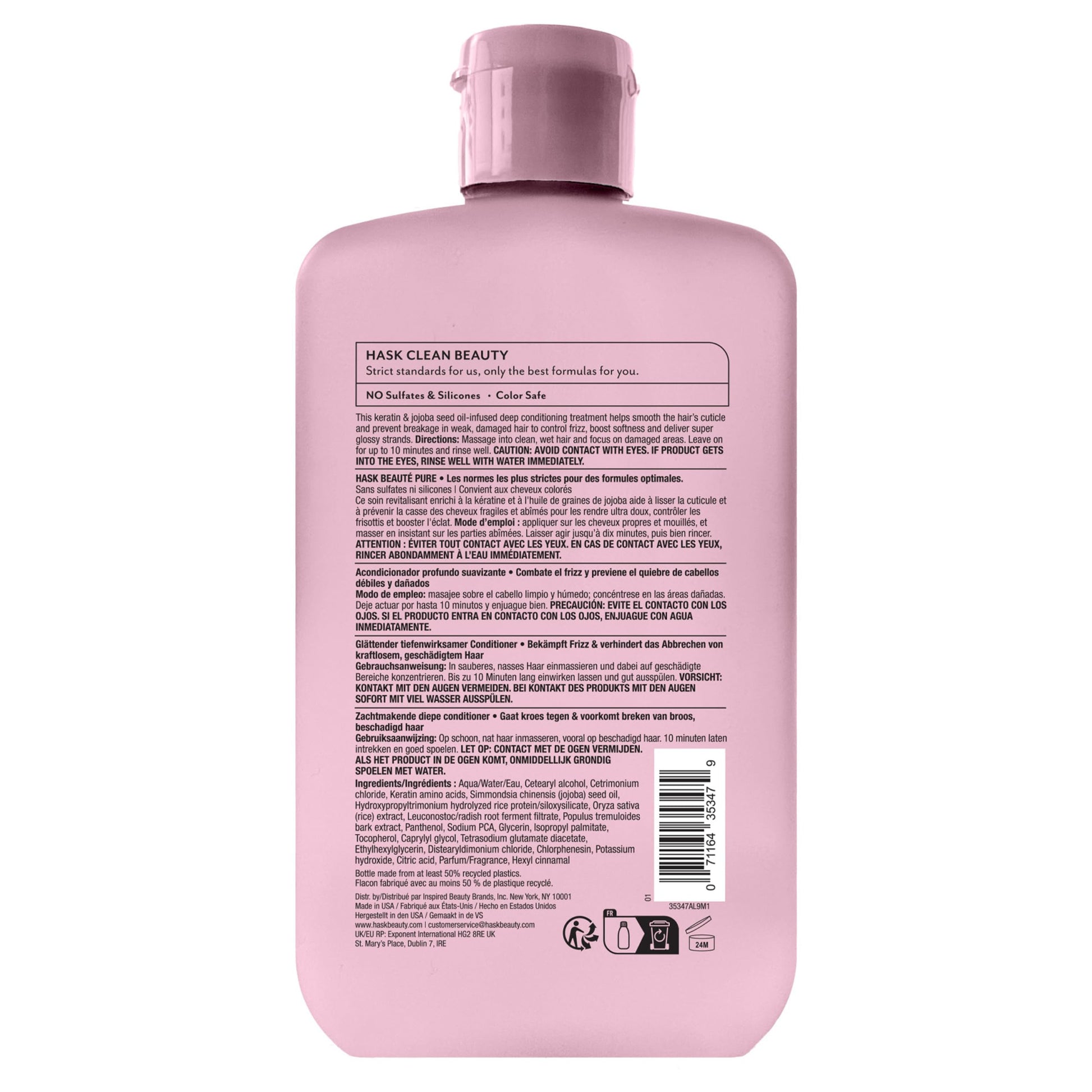 Sulfate free and paraben free HASK keratin hair care package layout