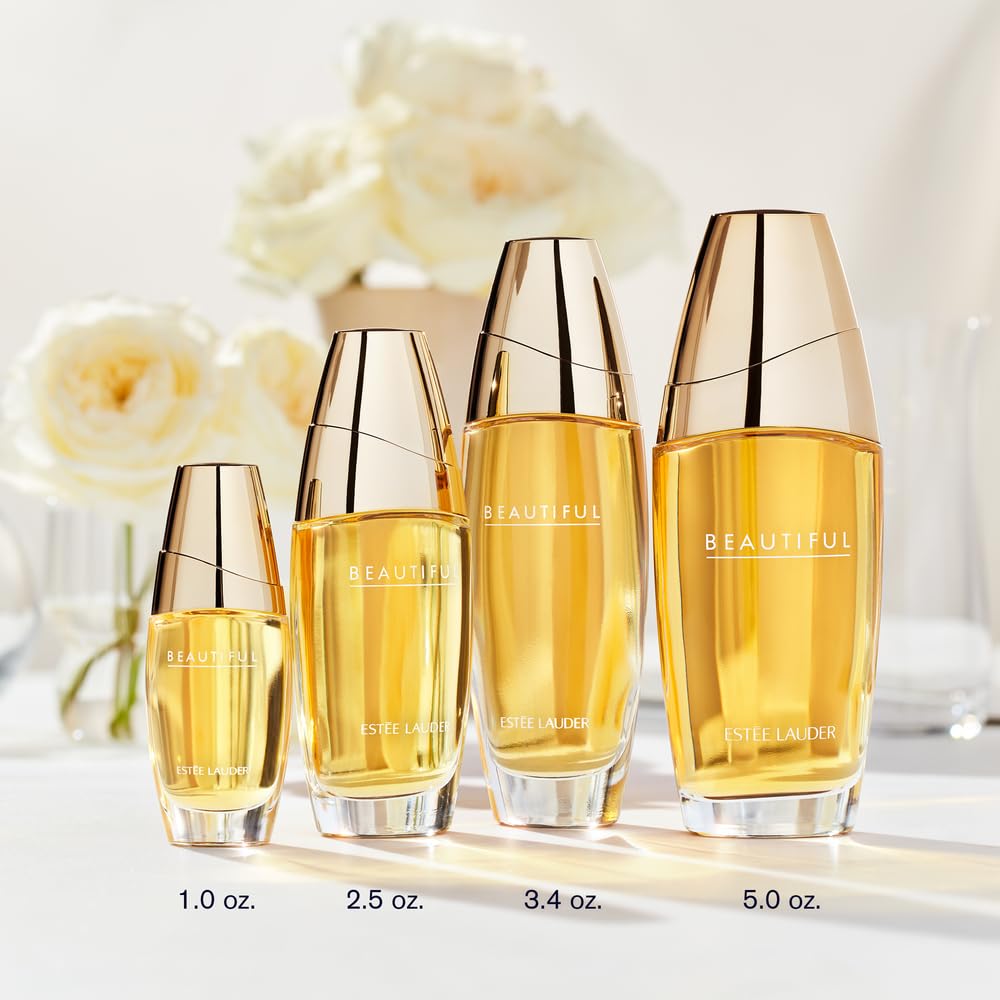 Side view of Estée Lauder Beautiful Eau de Parfum premium packaging and 30ml bottle design