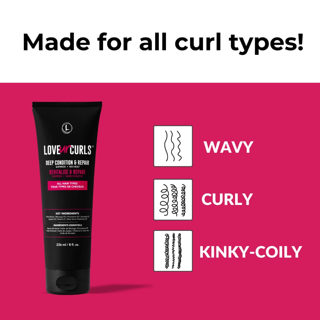 Love Ur Curls 236 milliliters container highlighting premium ingredients like shea butter