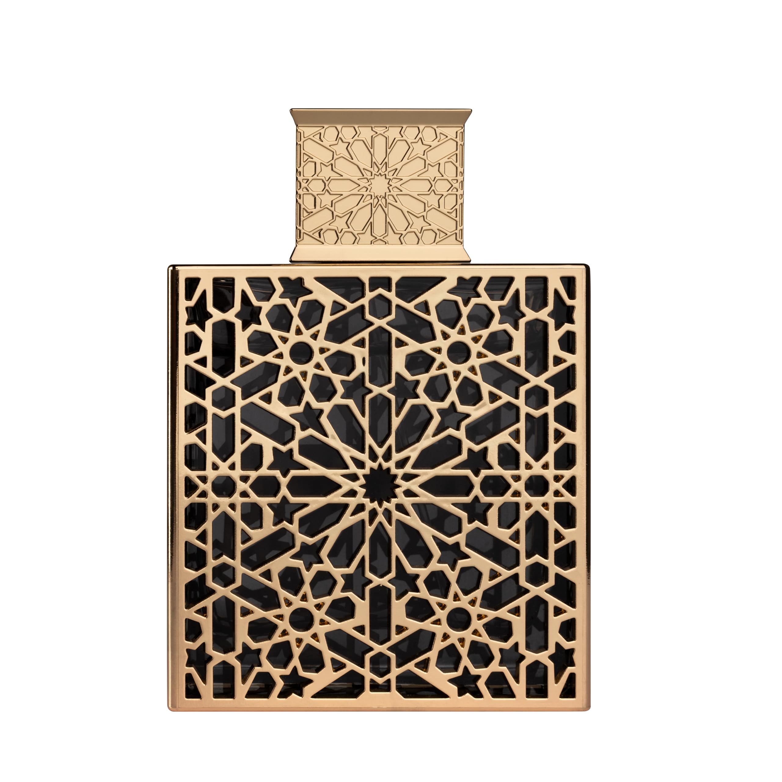 Rayhaan Elixir premium luxury unisex perfume spray bottle with its elegant gold cap removed.
