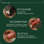 Aveda Nutriplenish collection shampoo and conditioner bottles grouped together