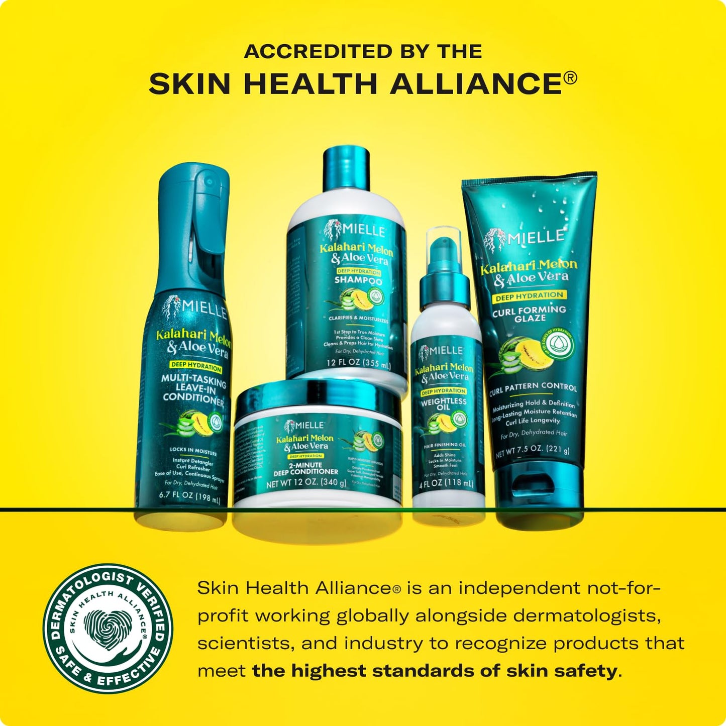 Mielle Organics Kalahari Melon 12 Fluid Ounces deep hydration hair treatment packaging details.