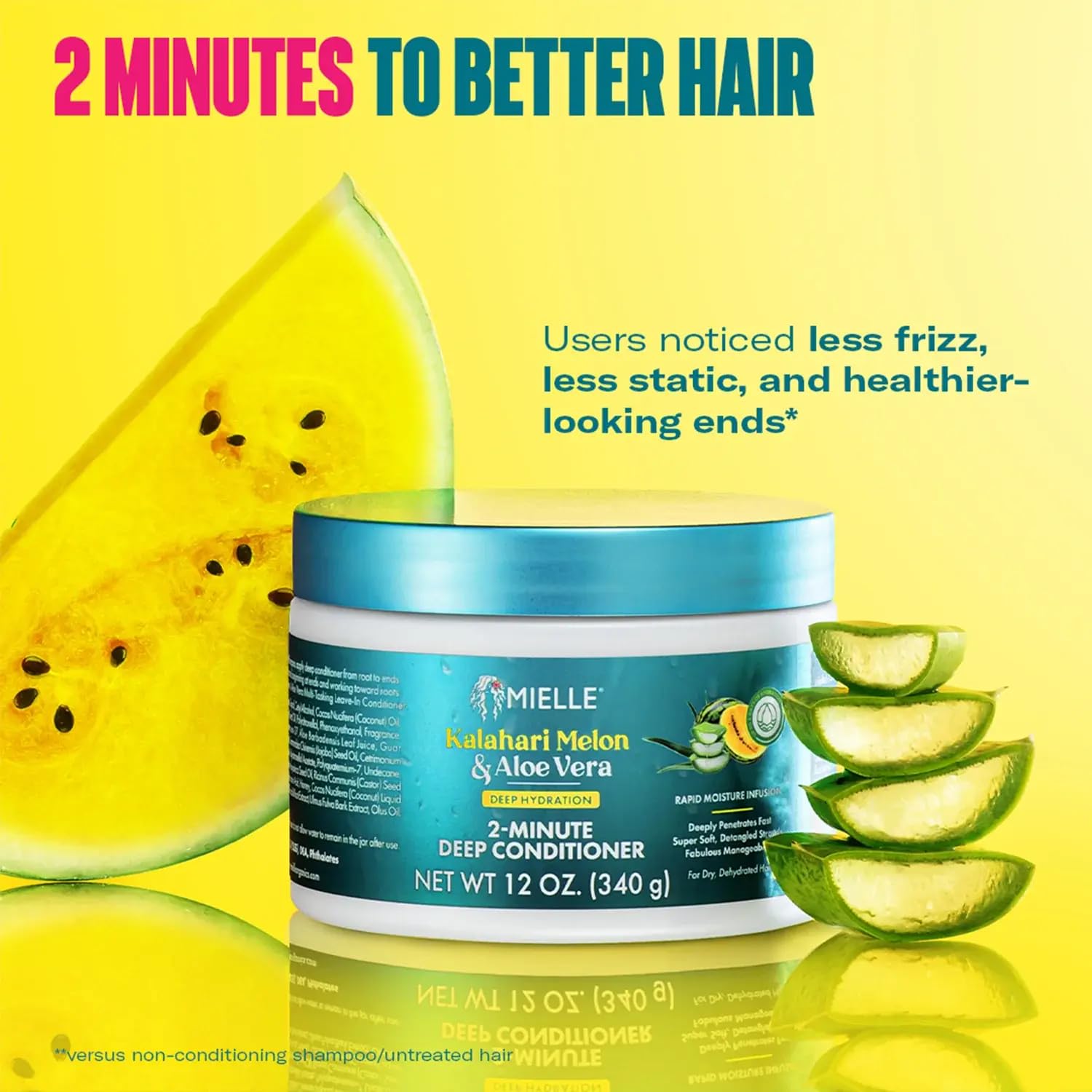 Authentic imported Mielle Organics deep hydration conditioner bottle for dry and dehydrated curls.