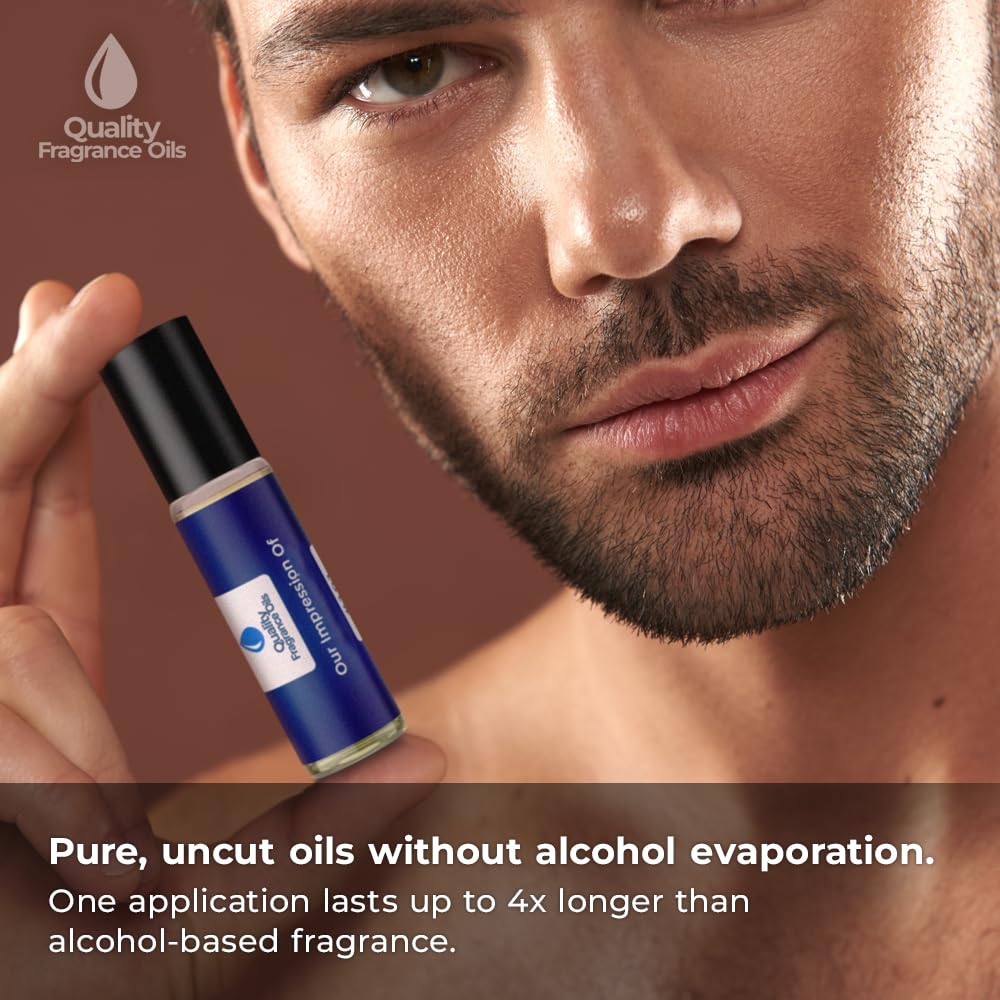 Quality Fragrance Oils Number 333 perfume oil roll-on bottle showcasing the compact travel friendly glass packaging