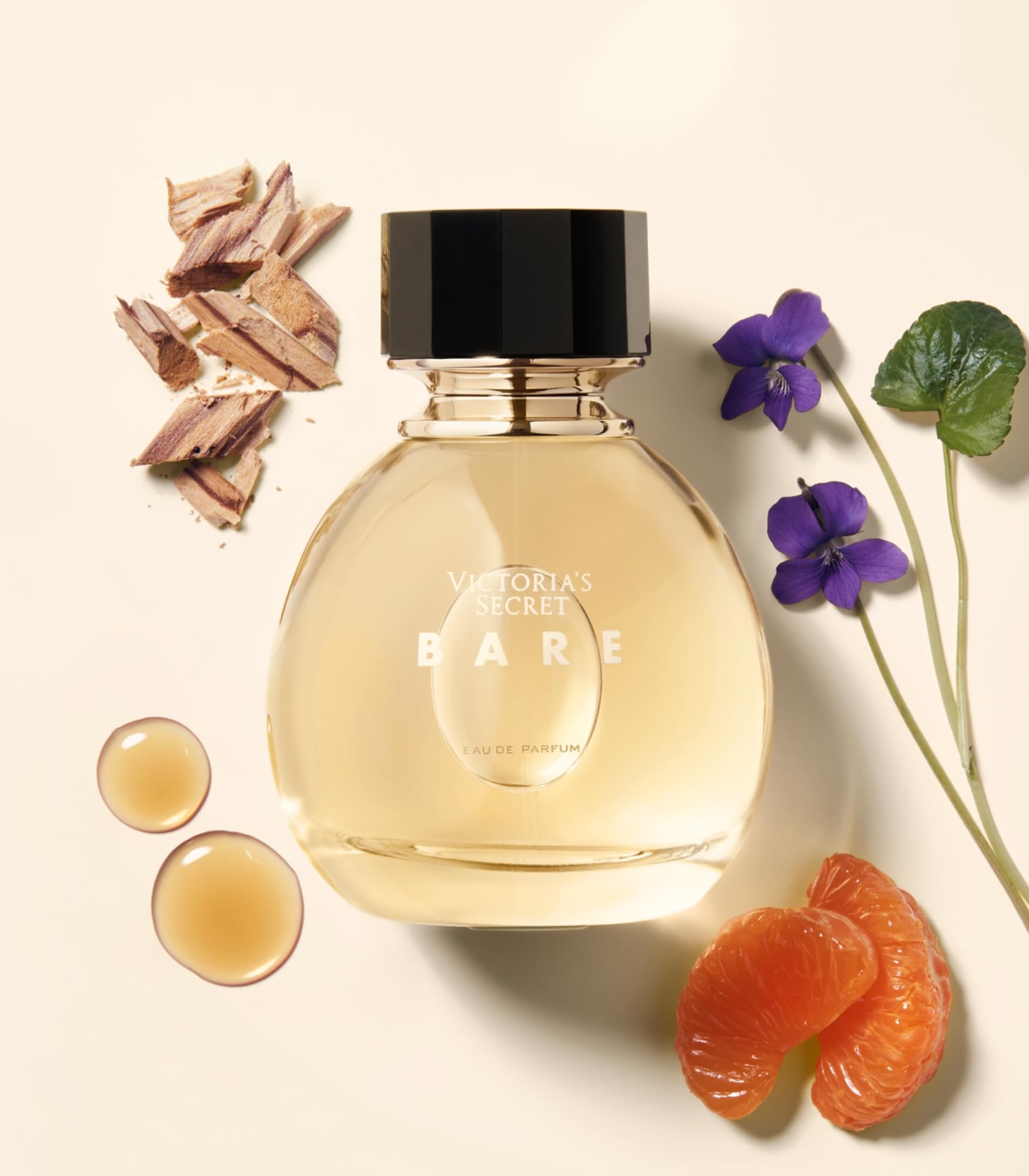 Close up view of the ingredients list and fluid ounce specifications on the back of the authentic Victoria's Secret product box.