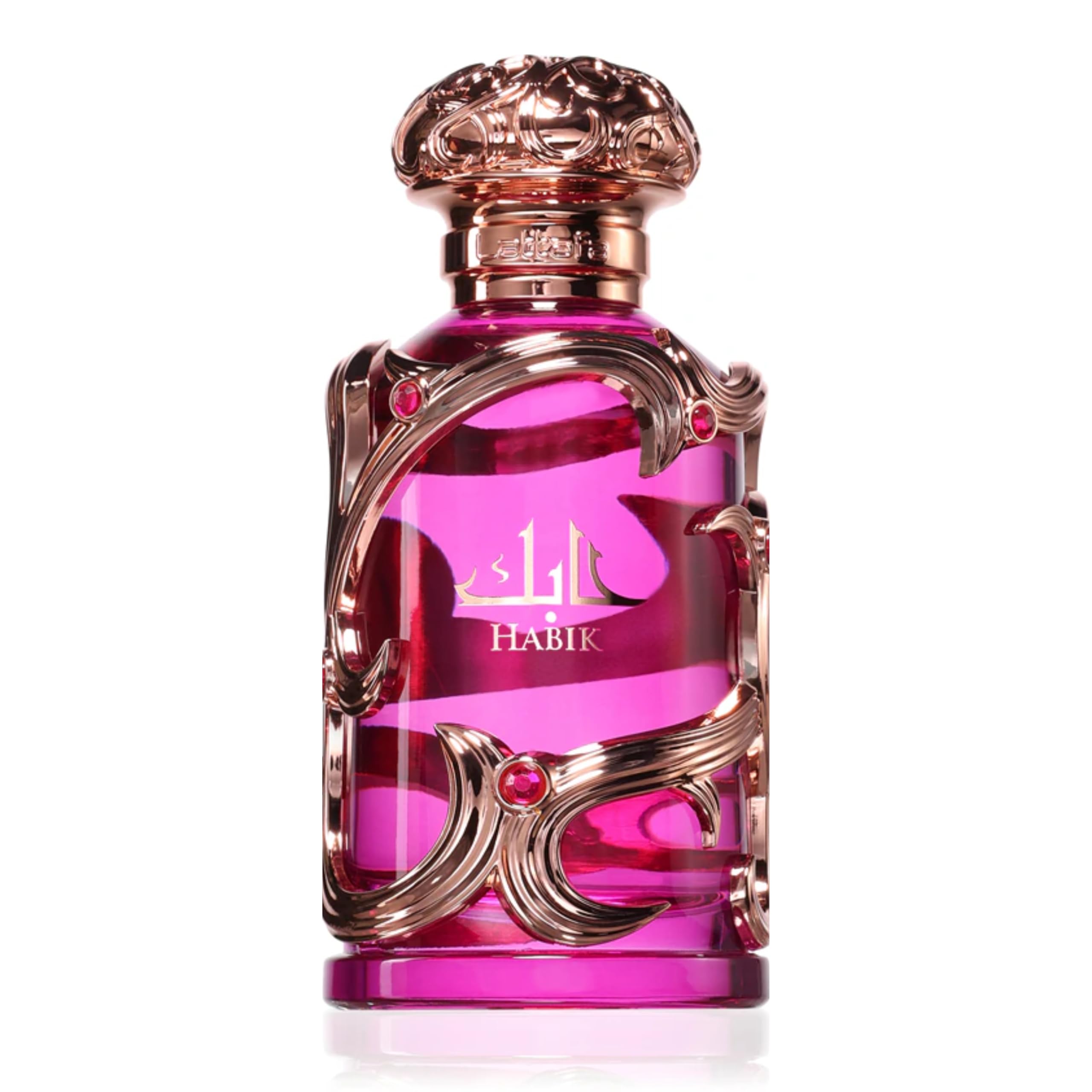 Lattafa Habik perfume for women 100 ml bottle with metallic vine details