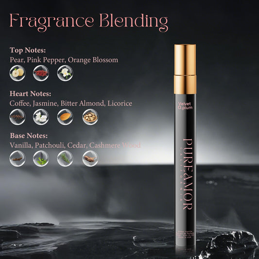 PUREAMOR Amber Vanilla Extrait de Parfum compact travel size fragrance spray packaging
