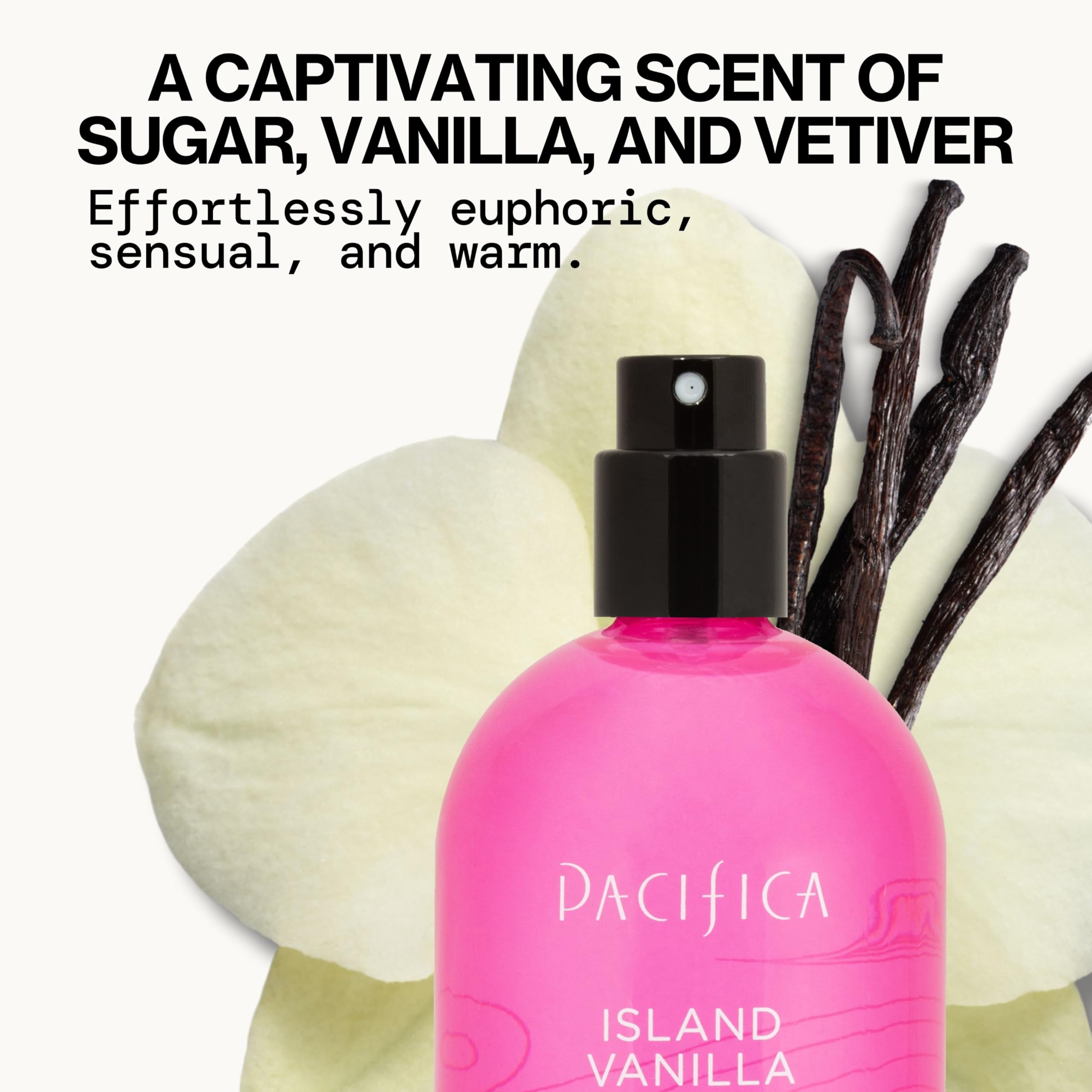 Pacifica Island Vanilla Clean Gourmand Fragrance packaging box showing product details
