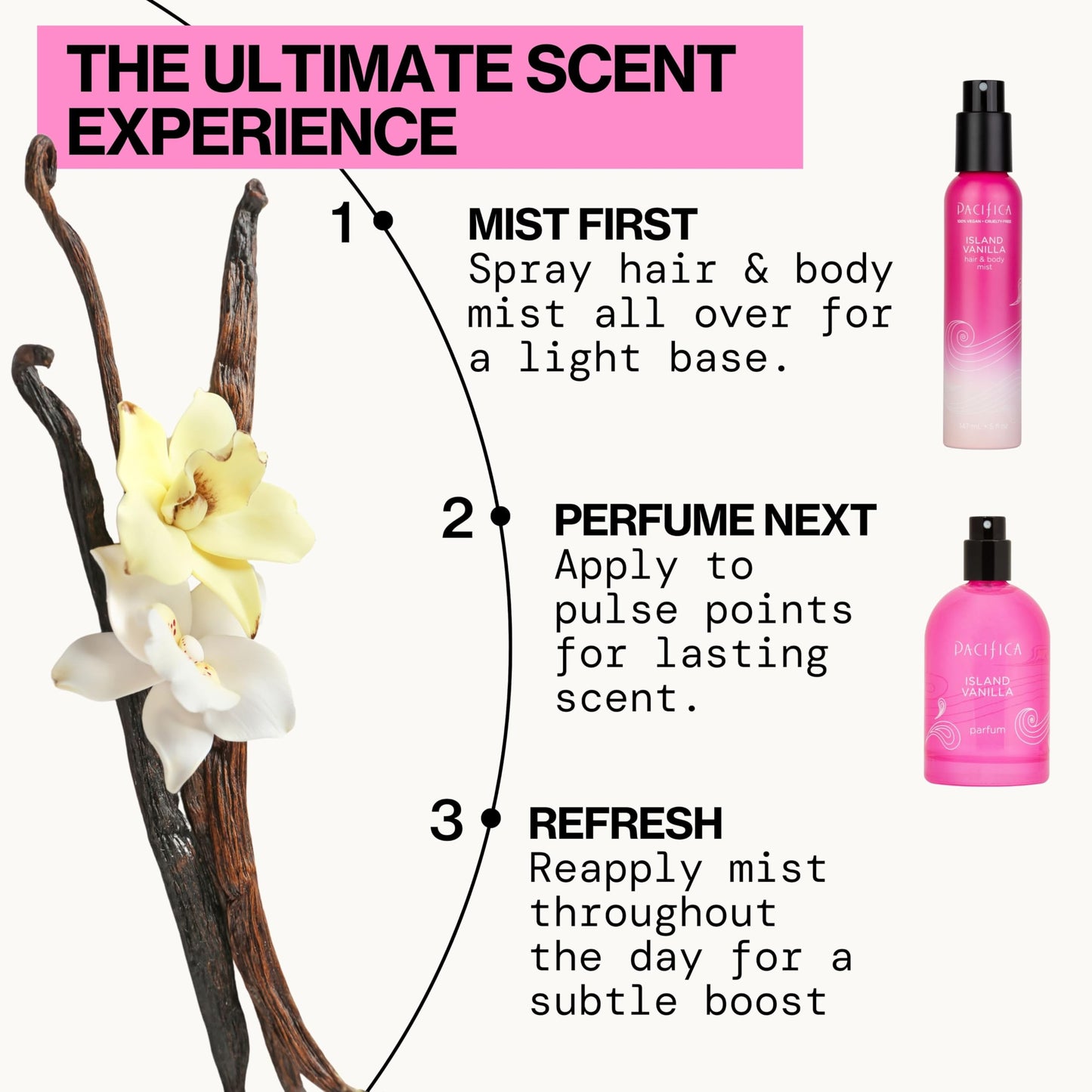 Pacifica long lasting vanilla perfume for women spray application view