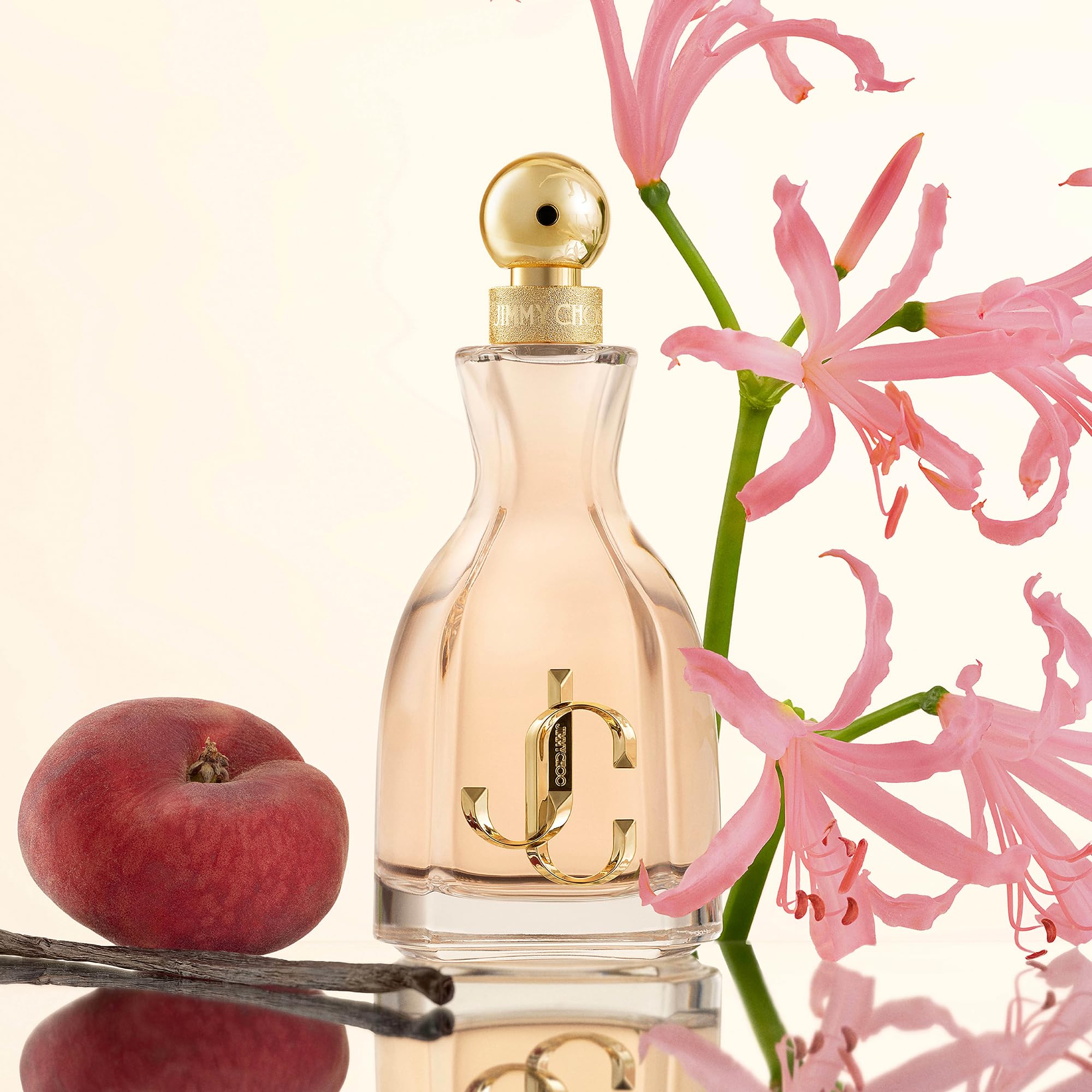 Authentic Jimmy Choo floral gourmand woody fragrance packaging box and bottle close up